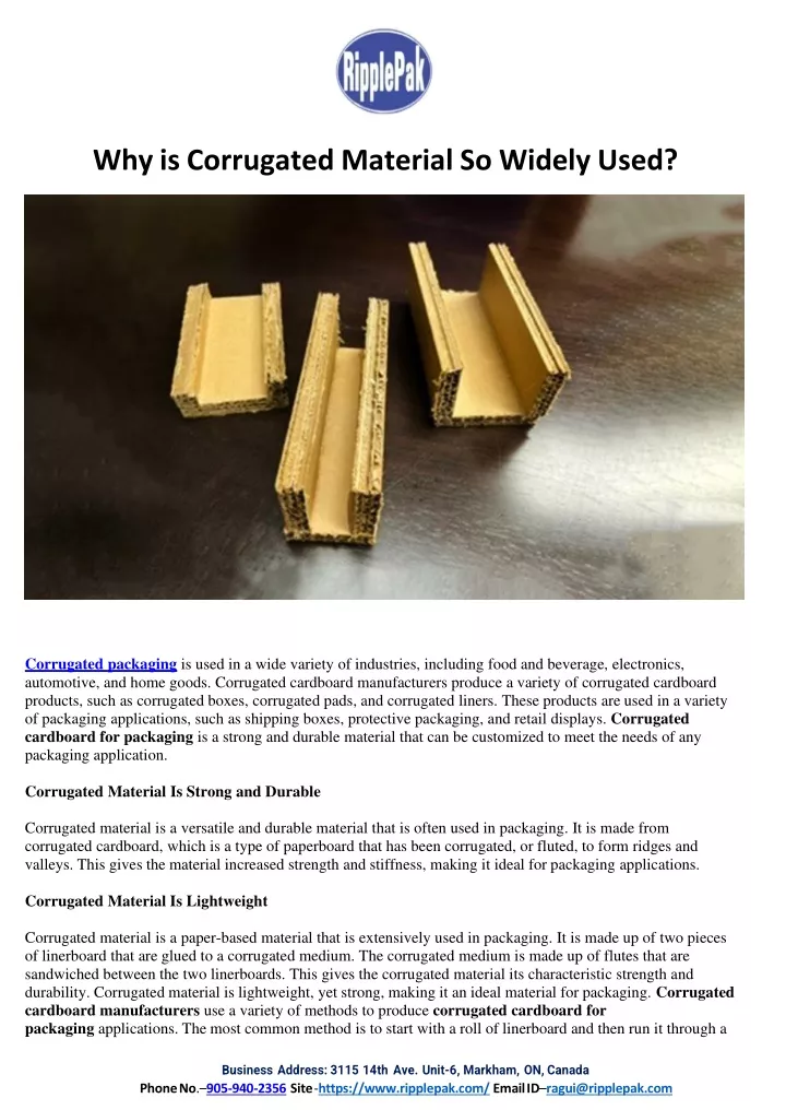 why is corrugated material so widely used