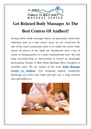 Body Massage Center in Andheri Call-9082092883