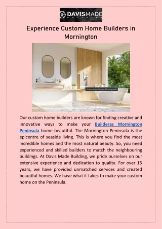experience custom home builders in mornington