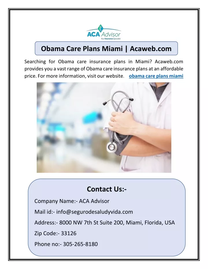 obama care plans miami acaweb com