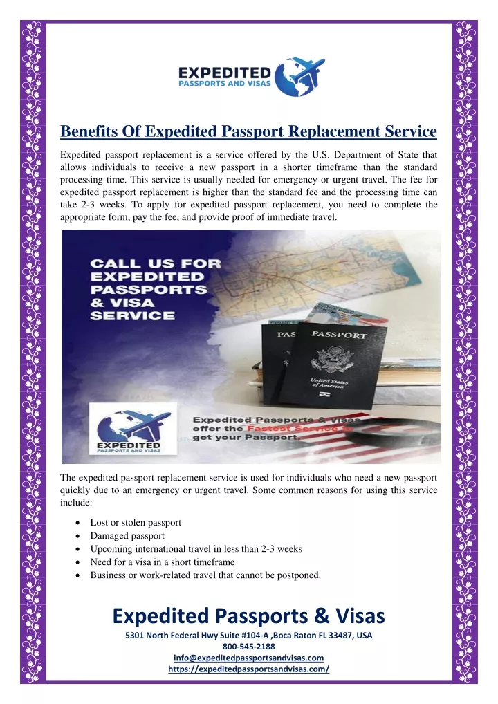 benefits of expedited passport replacement service