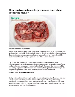 how can frozen foods help you save time when