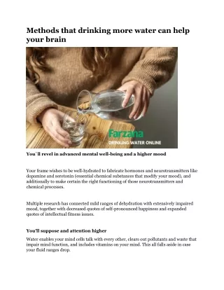 methods that drinking more water can help your