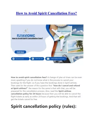How to Avoid Spirit Cancellation Fees
