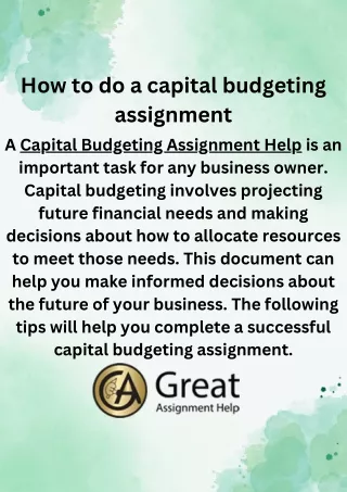 how to do a capital budgeting assignment