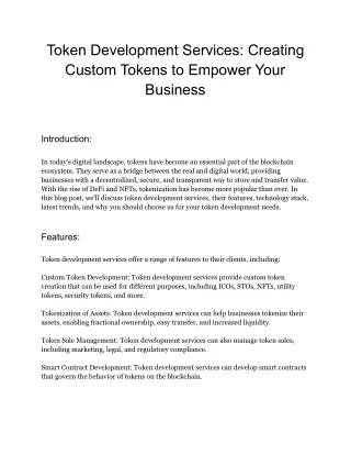 Token Development Services_ Creating Custom Tokens to Empower Your Business