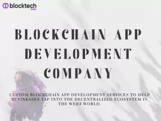 Blockchain App Development Company - Blocktech Brew