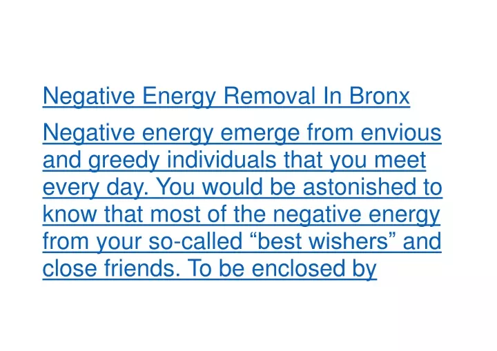 negative energy removal in bronx negative energy