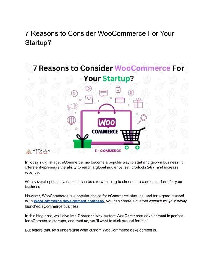 7 reasons to consider woocommerce for your startup