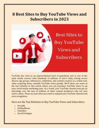 8 Best Sites to Buy YouTube Views and Subscribers in 2023