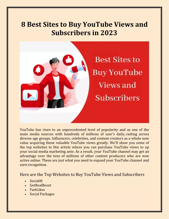 PPT - 8 Best Sites To Buy YouTube Views And Subscribers In 2023 ...