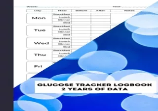 ePDF] eBooks Glucose Tracker Logbook | 2-Year Blood Sugar Level Recording Book t