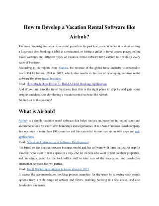 How to Develop a Vacation Rental Software like Airbnb