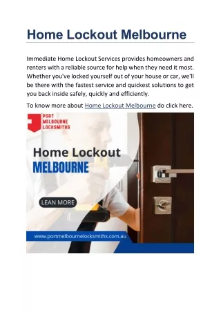 home lockout melbourne