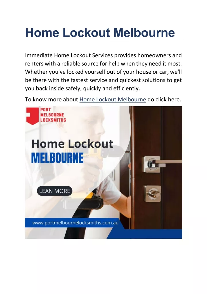 home lockout melbourne