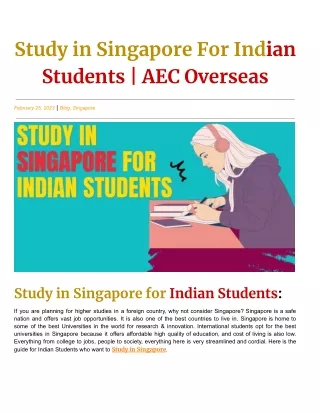 Study in Singapore For Indian Students _ AEC Overseas