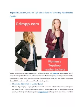Latest 2023 Topshop Leather Jackets