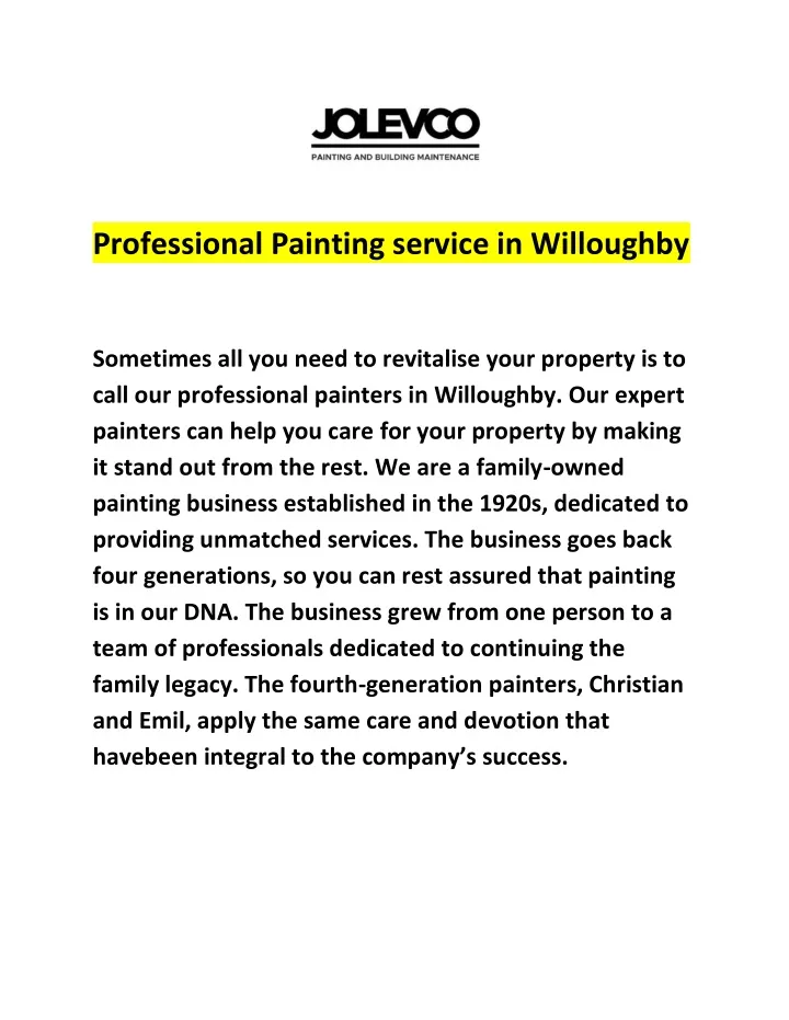 professional painting service in willoughby