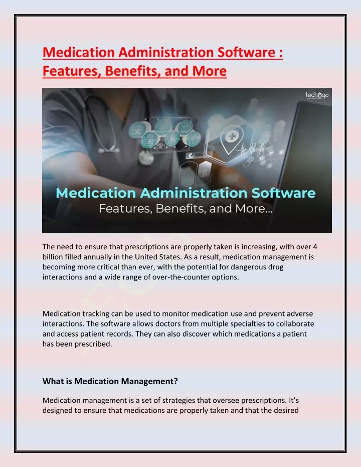 medication administration software features