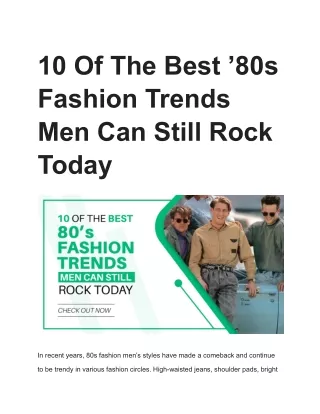 10 Of The Best ’80s Fashion Trends Men Can Still Rock Today