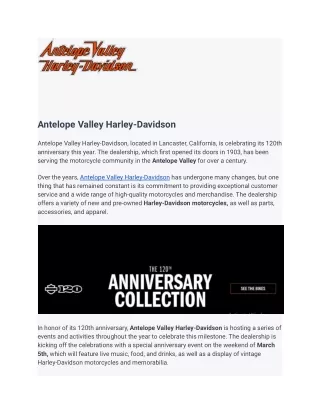Harley Davidson Dealer in Lancaster, California - Antelope Valley