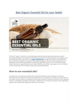 Best Organic Essential Oils for your Health