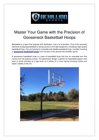 Gooseneck Basketball Hoops From Achillion Sports