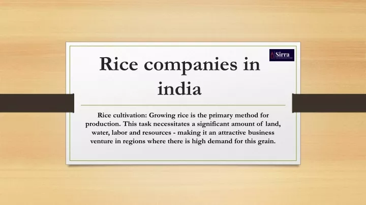 r ice companies in india