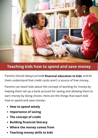 teaching kids how to spend and save money