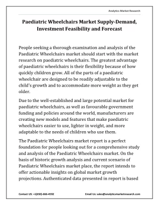 Paediatric Wheelchairs Market Report Analysis Key Trends, Application areas