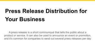press release distribution for your business