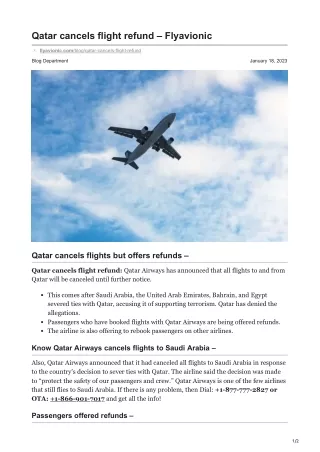 Qatar cancels flight refund -  Flyavionic