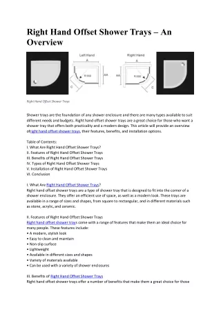 Right Hand Offset Shower Trays