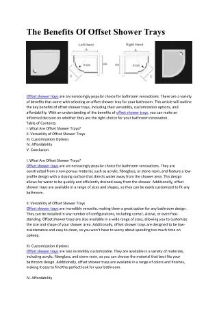 The Benefits Of Offset Shower Trays