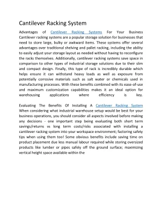 cantilever racking system