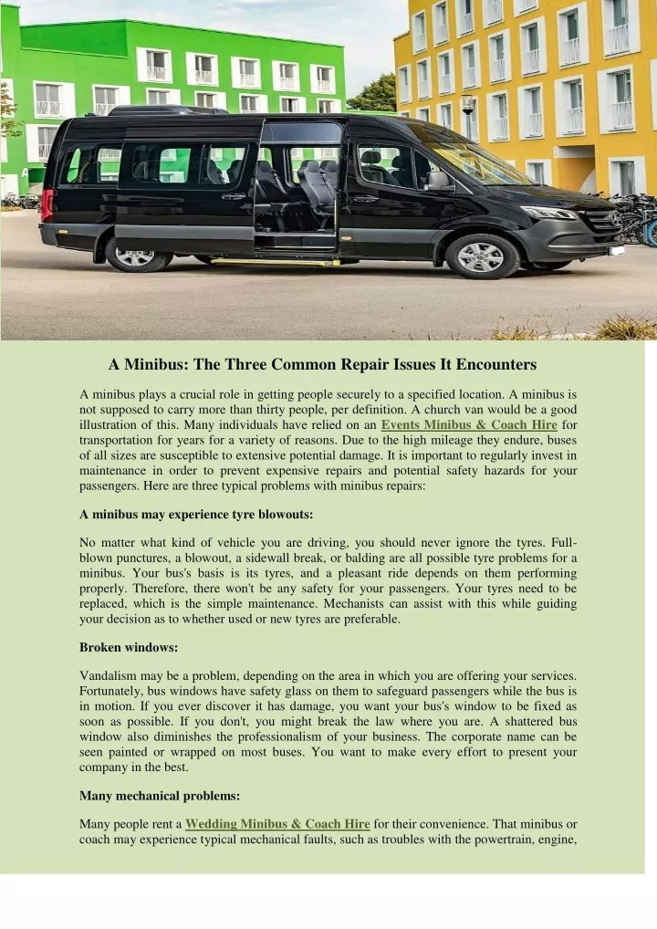 a minibus the three common repair issues