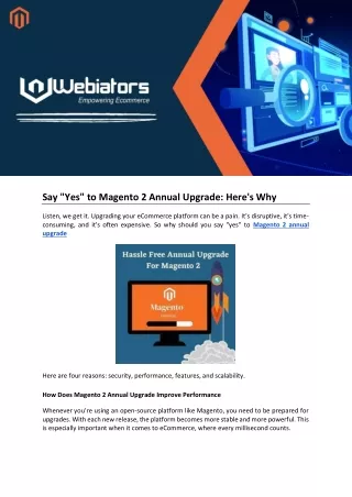 say yes to magento 2 annual upgrade here s why
