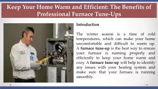 Keep Your Home Warm and Efficient The Benefits of Professional Furnace Tune-Ups