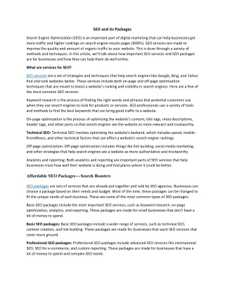 SEO and its Packages
