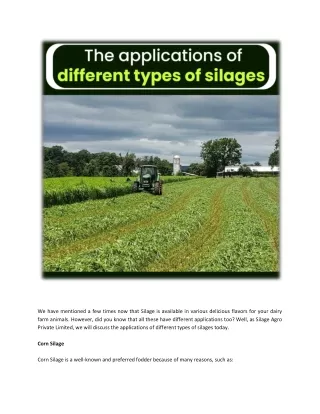 The applications of different types of silages
