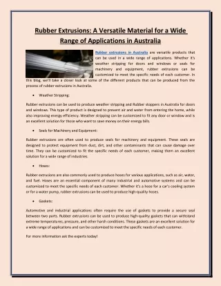 rubber extrusions a versatile material for a wide