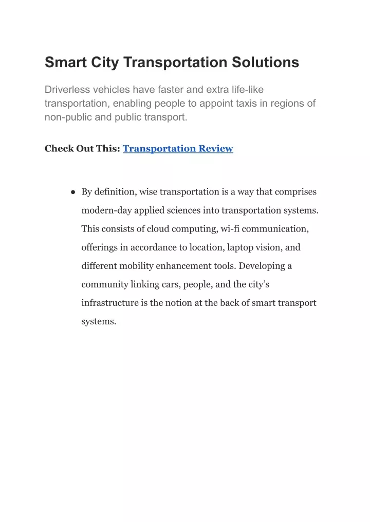 PPT - Smart City Transportation Solutions PowerPoint Presentation, Free ...