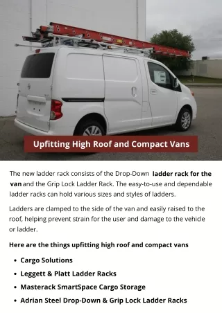 upfitting high roof and compact vans