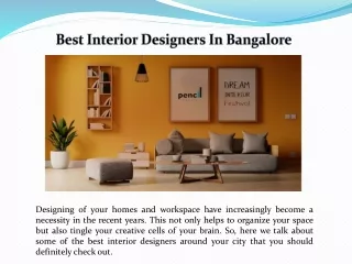 Best Interior Designers In Bangalore