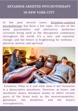 ketamine Assisted Psychotherapy in New York City