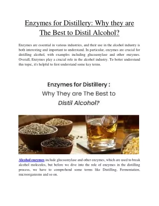 Enzymes for Distillery - Why They are The Best to Distil Alcohol