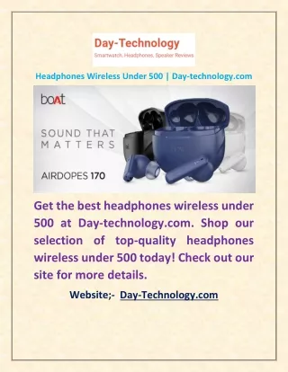 Headphones Wireless Under 500 | Day-technology.com