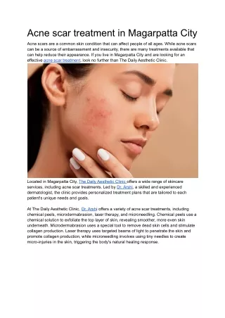 Acne scar treatment in Magarpatta City
