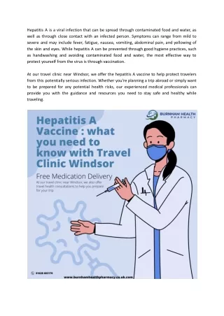 Hepatitis A Vaccine _ what you need to know with Travel Clinic Windsor