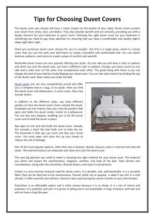 tips for choosing duvet covers